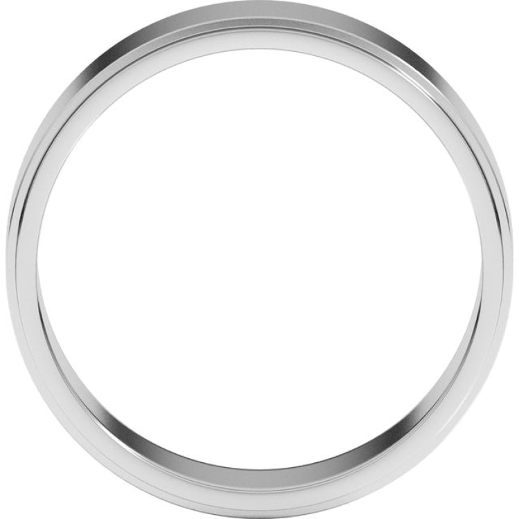 14K White Gold 6 mm Stepped-Edge Flat Band Size 8.5