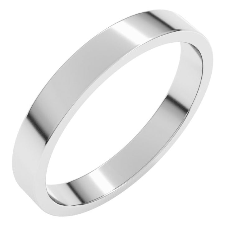 14K White Gold 3 mm Flat Band Size 8