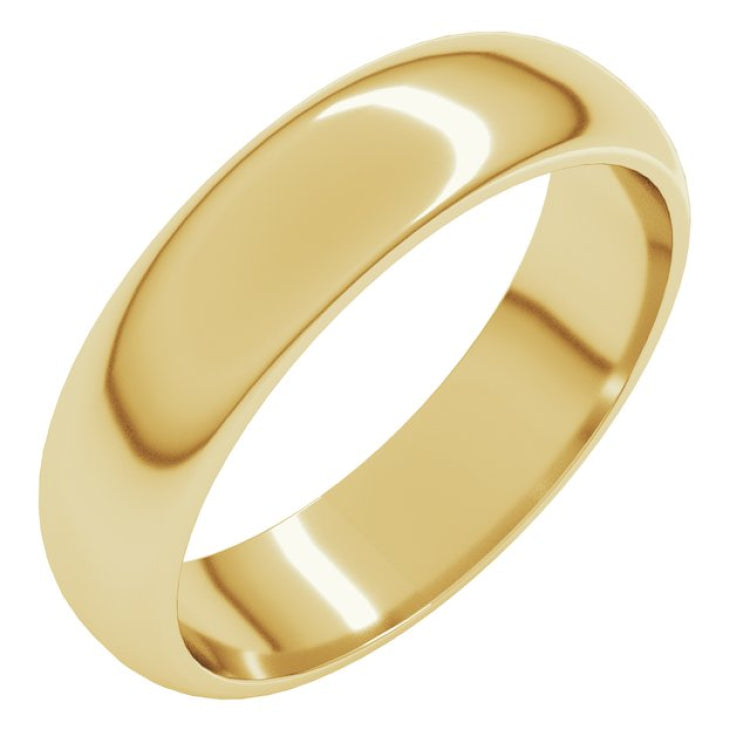 18K Yellow Gold 5 mm Half Round Band Size 8