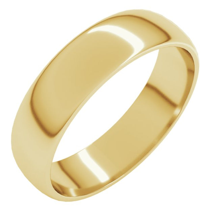 14K Yellow Gold 5 mm Lightweight Half Round Band Size 7.5