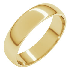 14K Yellow Gold 5 mm Lightweight Half Round Band Size 10