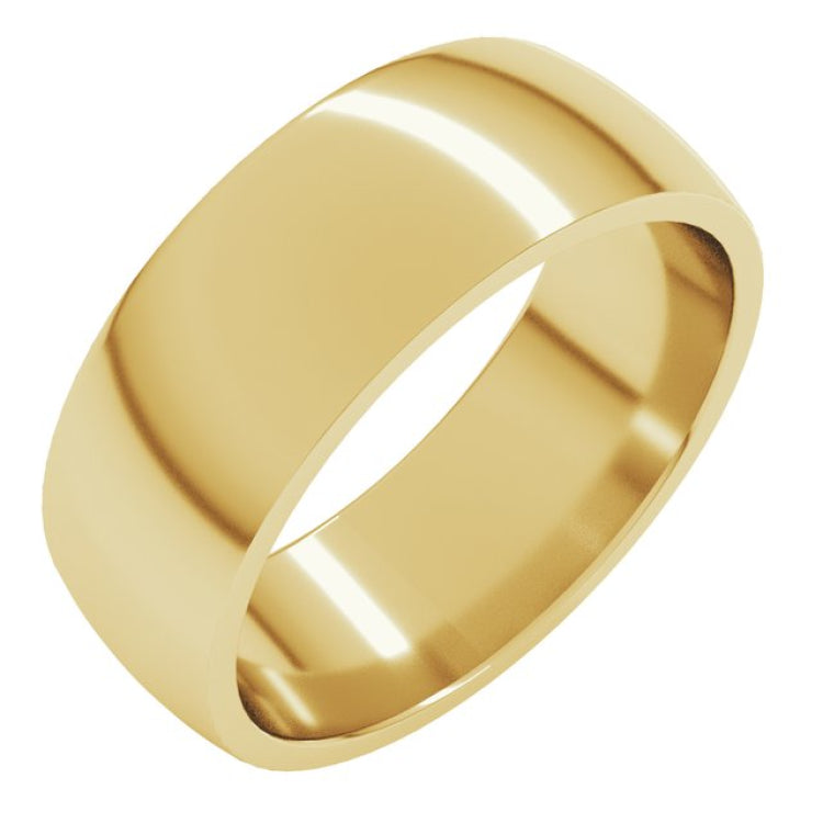 14K Yellow Gold 7 mm Lightweight Comfort-Fit Half Round Band Size 12