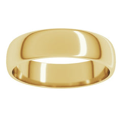 10K Yellow Gold 5 mm Lightweight Half Round Band Size 8