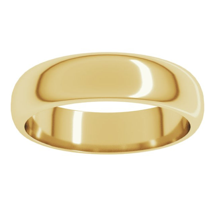 14K Yellow Gold 5 mm Half Round Band Size 12.5