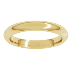 18K Yellow Gold 3 mm Comfort-Fit Half Round Band Size 4.5