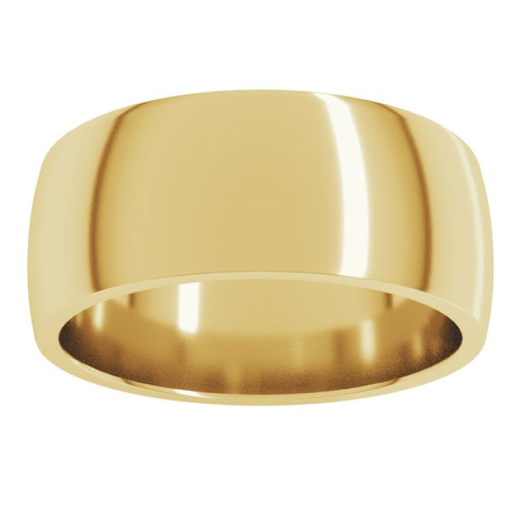14K Yellow Gold 8 mm Lightweight Comfort-Fit Half Round Band Size 11.5