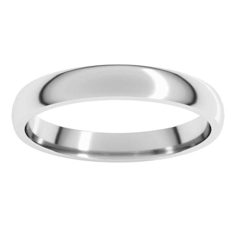 14K White Gold 3 mm Lightweight Comfort-Fit Half Round Band Size 6