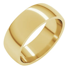 10K Yellow Gold 7 mm Lightweight Comfort-Fit Half Round Band Size 12