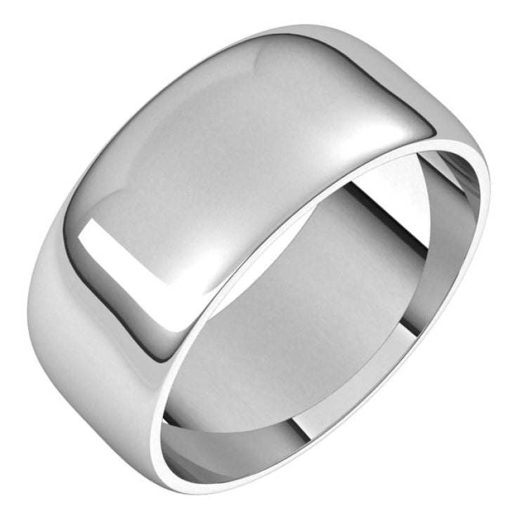 14K White Gold 8 mm Lightweight Half Round Band Size 10.5