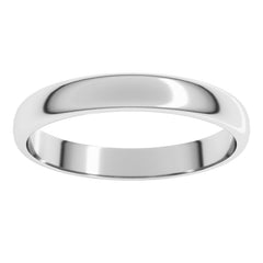14K White Gold 3 mm Lightweight Half Round Band Size 5.5