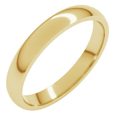 10K Yellow Gold 3 mm Lightweight Comfort-Fit Half Round Band Size 8.5