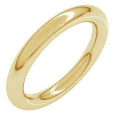18K Yellow Gold 3 mm Comfort-Fit Full Round Band Size 3.5
