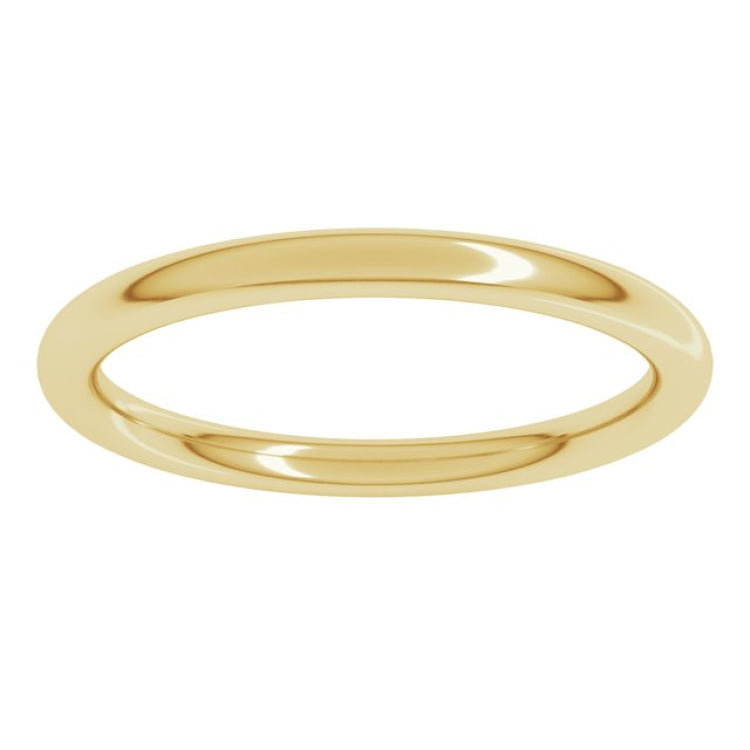 14K Yellow Gold 2 mm Comfort-Fit Full Round Band Size 8