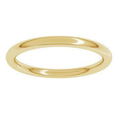 14K Yellow Gold 2 mm Comfort-Fit Full Round Band Size 8