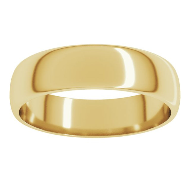 14K Yellow Gold 5 mm Lightweight Half Round Band Size 11.5
