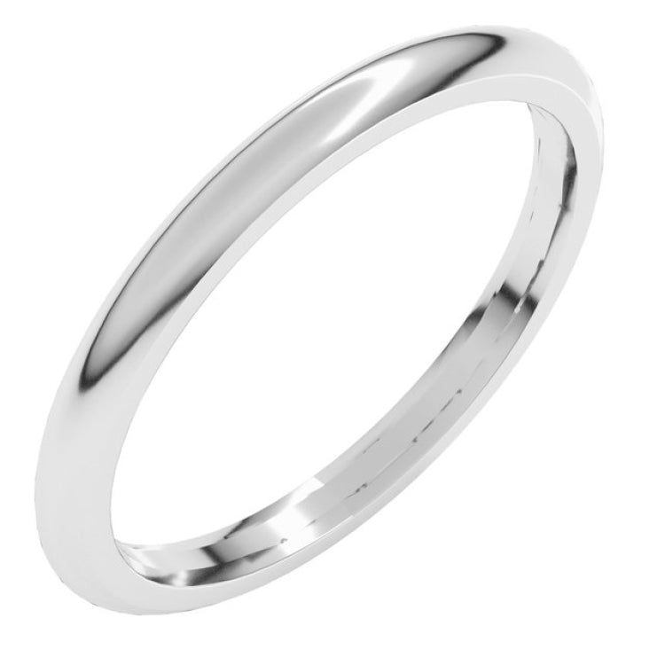 Platinum 2 mm Comfort-Fit Half Round Band Size 7