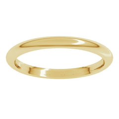 18K Yellow Gold 2 mm Comfort-Fit Half Round Band Size 7.5