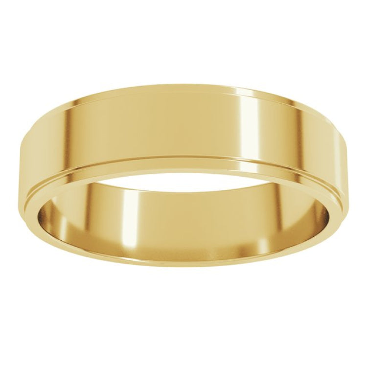 14K Yellow Gold 5 mm Stepped-Edge Flat Band Size 11