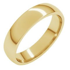 14K Yellow Gold 4.5 mm Lightweight Comfort-Fit Half Round Band Size 10.5