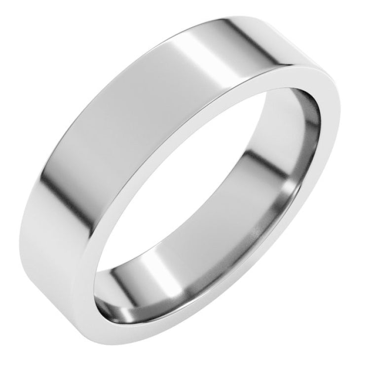 14K White Gold 5 mm Comfort-Fit Flat Band Size 7.5