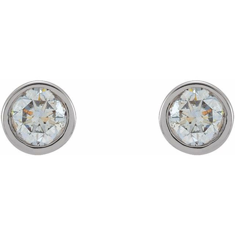 14K White Gold 1/8 CTW Lab-Grown Diamond Micro Bezel-Set Earrings