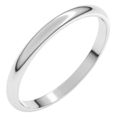14K White Gold 2 mm Lightweight Half Round Band Size 7.5