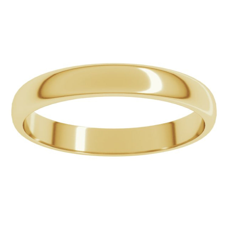 14K Yellow Gold 3 mm Lightweight Half Round Band Size 4