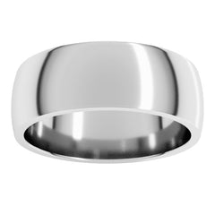 Platinum 7 mm Lightweight Comfort-Fit Half Round Band Size 9.5