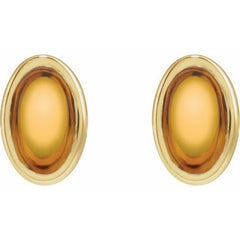14K Yellow Gold Natural Citrine Cabochon Earrings
