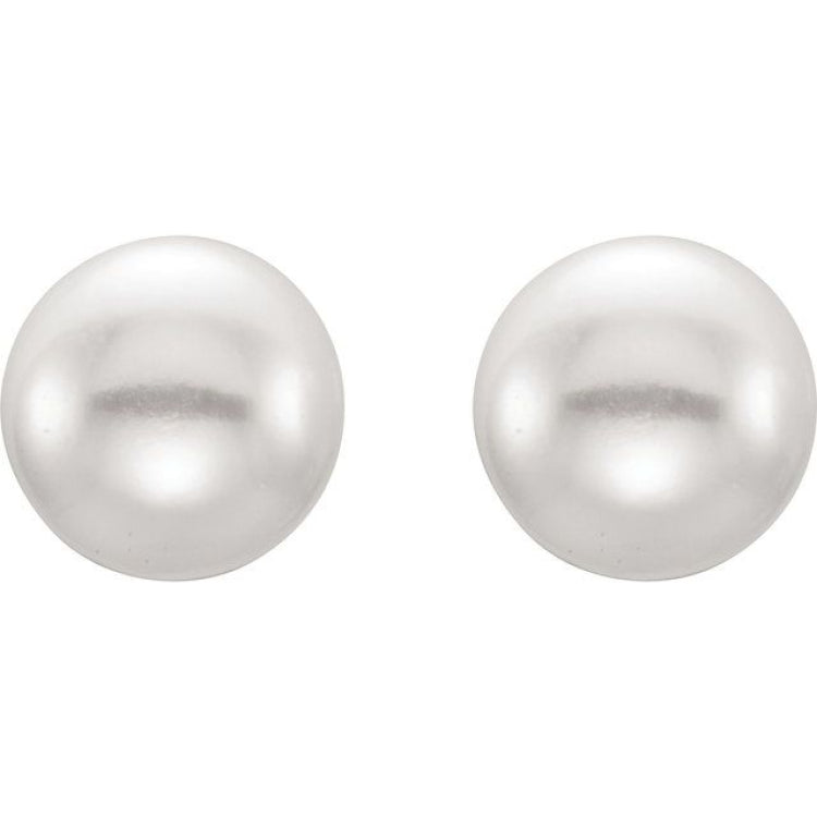 Sterling Silver 3.5-4 mm Cultured White Freshwater Button Pearl Earrings