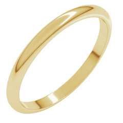 18K Yellow Gold 2 mm Half Round Band Size 7