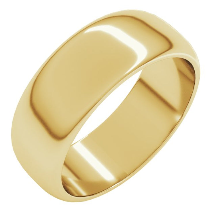 14K Yellow Gold 7 mm Half Round Band Size 10