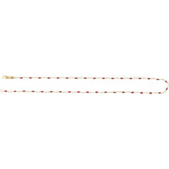 14K Yellow Gold-Filled 1.6 mm Pink Enamel Bead Paperclip-Style 18" Chain
