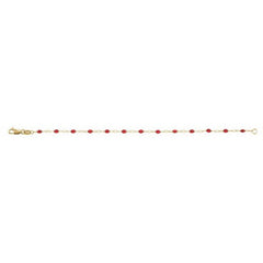 14K Yellow Gold-Filled 1.6 mm Red Enamel Bead Paperclip-Style 7" Chain