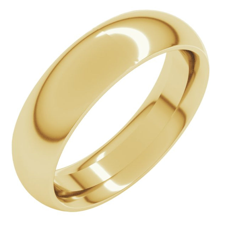 14K Yellow Gold 5.5 mm Comfort-Fit Half Round Band Size 9