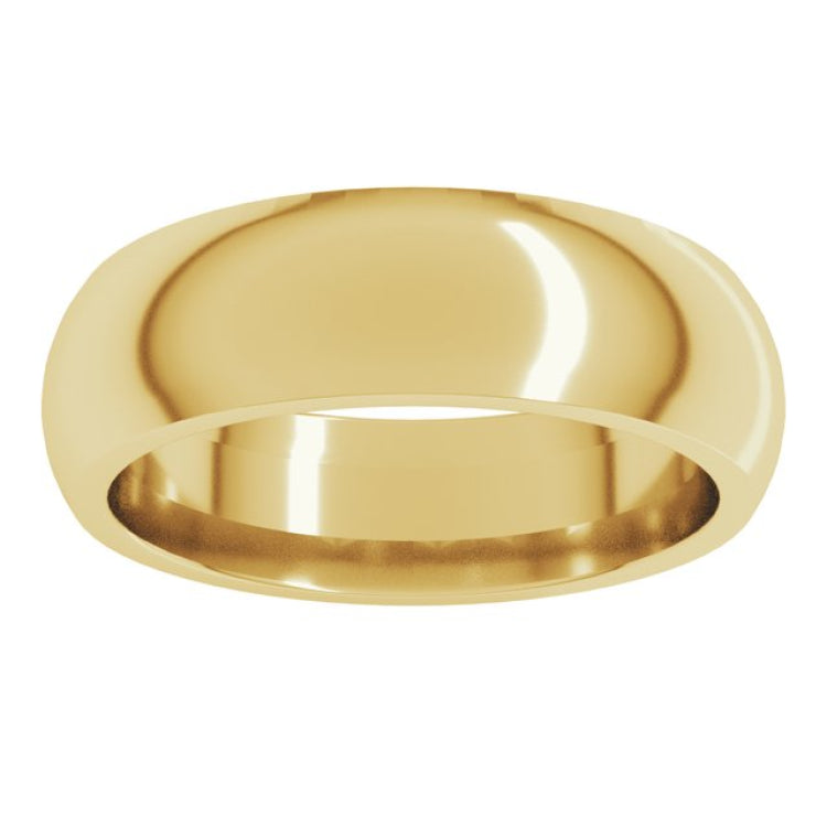 14K Yellow Gold 6 mm Comfort-Fit Half Round Band Size 12