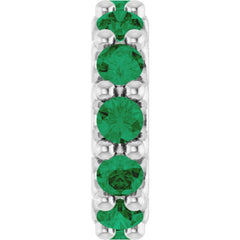 14K White Gold Natural Emerald Spacer Charm/Pendant