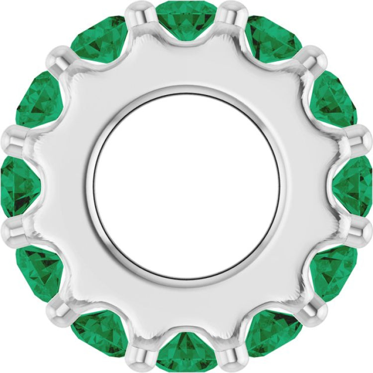 14K White Gold Natural Emerald Spacer Charm/Pendant