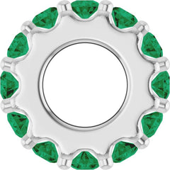 14K White Gold Natural Emerald Spacer Charm/Pendant