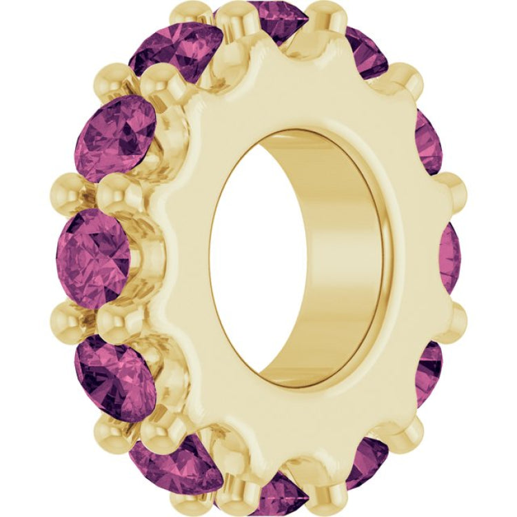 14K Yellow Gold Natural Pink Tourmaline Spacer Charm/Pendant