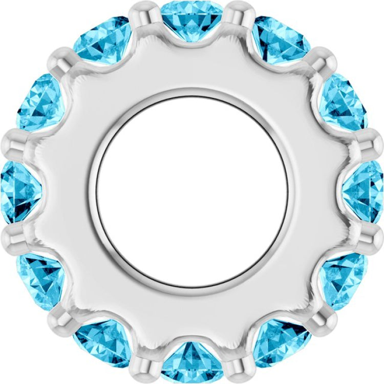 Sterling Silver Natural Aquamarine Spacer Charm/Pendant