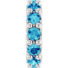 14K White Gold Natural Blue Zircon Spacer Charm/Pendant