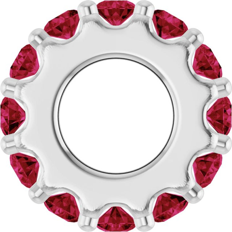 14K White Gold Lab-Grown Ruby Spacer Charm/Pendant