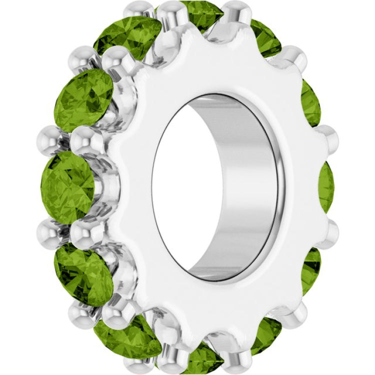 Sterling Silver Natural Peridot Spacer Charm/Pendant