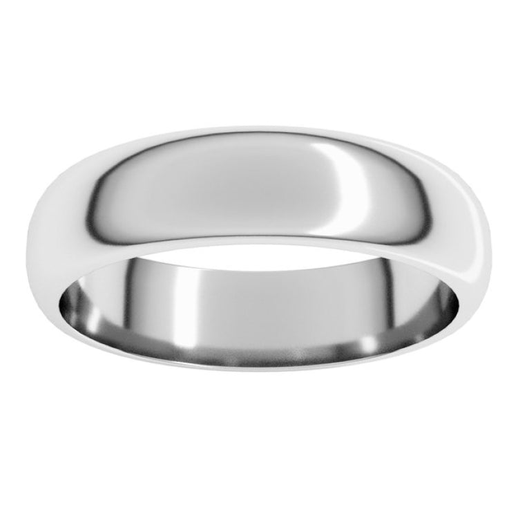 14K White Gold 5 mm Half Round Band Size 6.5