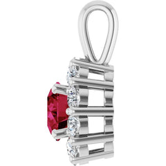14K White Gold Lab-Grown Ruby & 1/3 CTW Lab-Grown Diamond Pendant