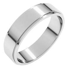 14K White Gold 5 mm Stepped-Edge Flat Band Size 9.5