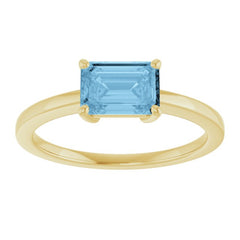 14K Yellow Gold Natural Sky Blue Topaz Solitaire Ring