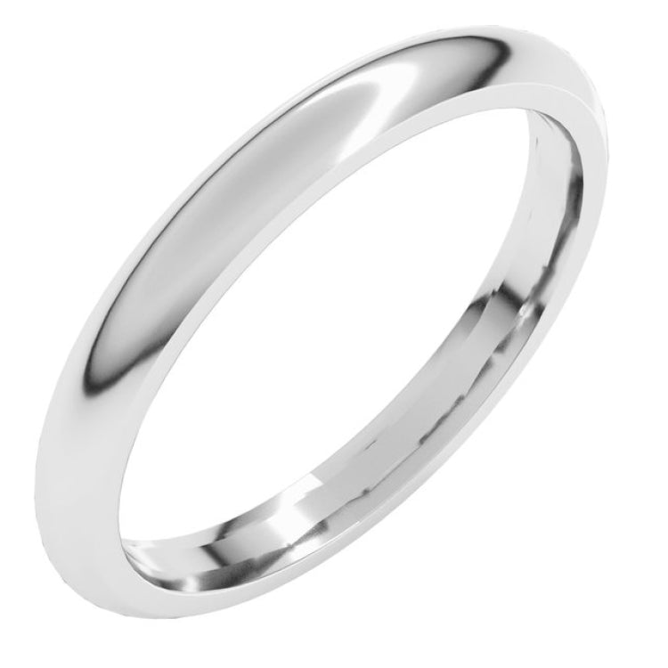 14K White Gold 2.5 mm Comfort-Fit Half Round Band Size 9