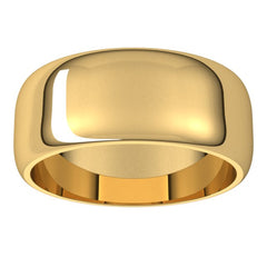 14K Yellow Gold 8 mm Half Round Band Size 10